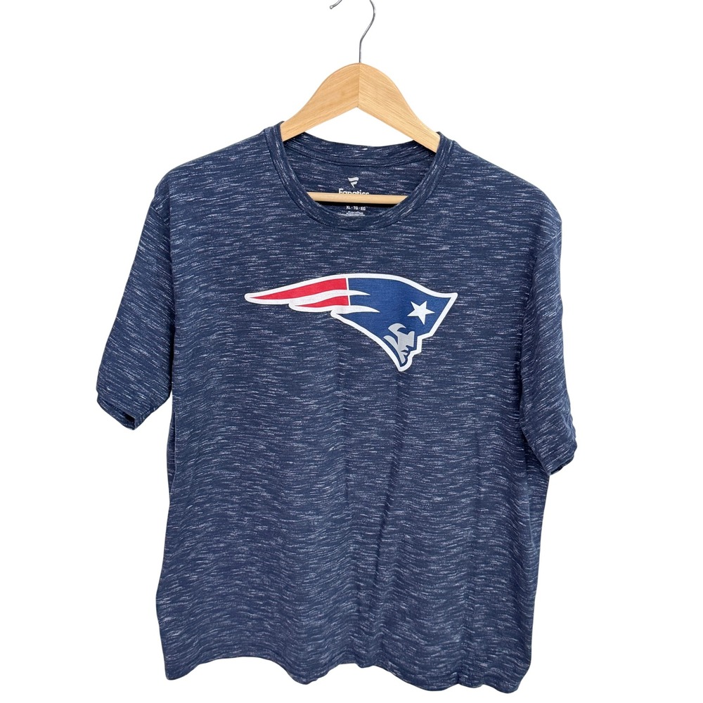 Fanatics New England Patriots T-Shirt Mens XL Navy Blue Heather Space Dye Logo
